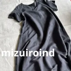 【訳あり】mizuiroind グレー リネン混半袖カットソーワンピース/フリー