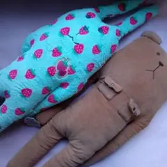 クラフトホリック　ぬいぐるみ　抱き枕　クッション　胸ポケット うさぎ　イチゴ柄