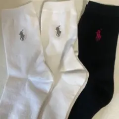 ポロラルフローレンのレディース用ソックス3足セット、新品22~24cm