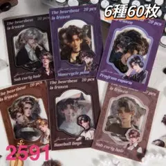 新品❗️心跳定格シリーズ　PET人物柄ステッカーシール　コラージュ素材6種60枚