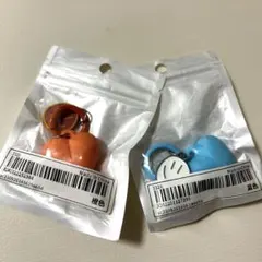 【新品】 スマイリー ハート カラビナ キーホルダー オレンジ 水色 ２種