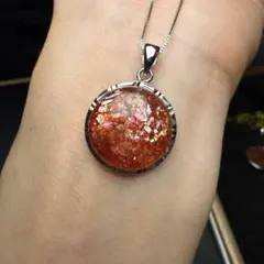 天然無処理　サンストーン ペンダント　シルバーs925