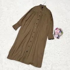 美品 スピックアンドスパン ウール バンドカラーロング シャツ
