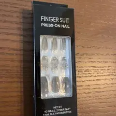 FINGER SUIT PRESS-ON NAIL ブラック系　リボン