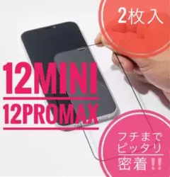 オトクな2枚入✨ピッタリ装着✨全面保護✨黒✨12ミニ✨12プロマックス✨ガラス