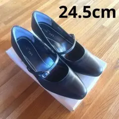 AOKI LES MUSE パンプス24.5cm 黒 ストラップ取り外し可