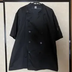 XINHAIFENG シェフコート 黒 半袖 大きいサイズ 背面メッシュ