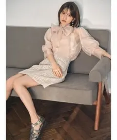 Lily Brown リリーブラウン オーガンザボウタイブラウス 新品 白 半袖 
