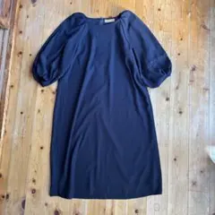 レリアンホワイトレーベル　濃紺　9号　ロングワンピース　花レース