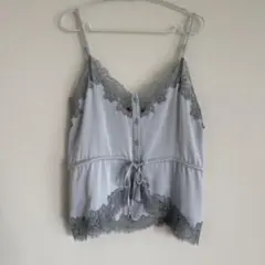 ZARA】ザラ XS サテンレースキャミソール パールグレー - メルカリ