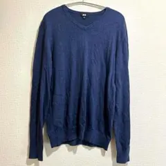早い者勝ち★UNIQLO ネイビー メンズ L ニットセーター カシミヤ10%
