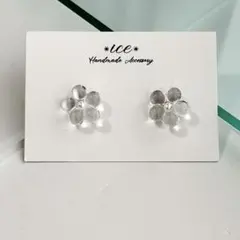 1397◆パール×ぷっくりクリア　フラワー　ハンドメイドピアス　イヤリング