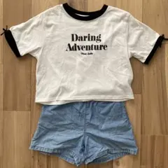 ピンクラテ Tシャツ ユニクロ ショートパンツ キッズ 女の子 130 白 黒