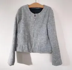 新品 タグ付き　ノーカラージャケット M グレー ツイード 羽織り 入学式