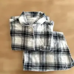 無印　パジャマ　チェック　S 脇に縫い目のないフランネルパジャマ