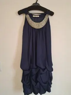 【値下げ中！！】 結婚式 ネイビー ノースリーブ ドレープワンピース