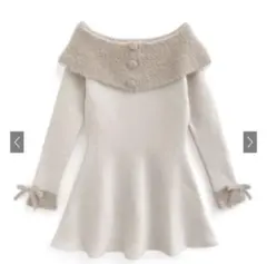 シャギーオフシャルフレアニットワンピース (an1615)