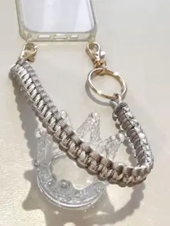 上品カラー♡ロージーグレー✖️ホワイト　ハンドストラップ