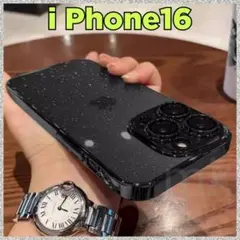 iphone16 スマホケース クリア ラメ 軽量 ブラック