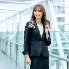 ☆美品☆　セットアップスーツ　2点セット　19号　ブラック　チェック　事務服