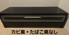 《松田家具》レグノローTV 黒のシンプルモダンテレビ台 上面ガラス乗せタイプ