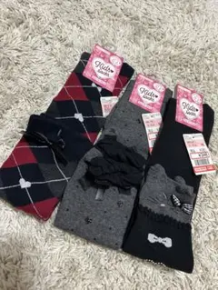 キッズ靴下 オーバーニーソックス3足セット 15-20cm②