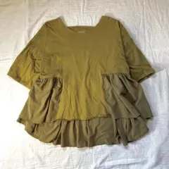 CIAOPANIC TYPY フリルデザイン カーキ 半袖 ナチュラル ゆったりのサムネイル