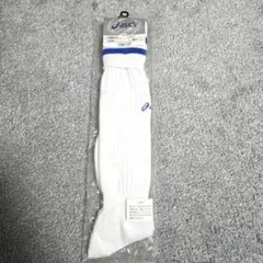 〖5〗asics サッカーソックス XS072 ホワイト×ブルー 28cm
