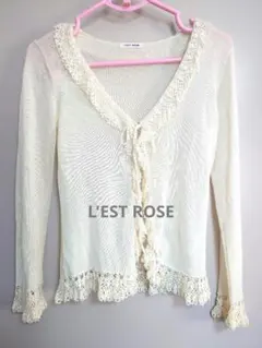 レストローズ　L'EST ROSE　カーディガン　クリーム色　レディース　レースのサムネイル