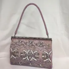 ビーズ刺繍 薄紫色 クラッチバッグ　はしもと　入学式　卒業式