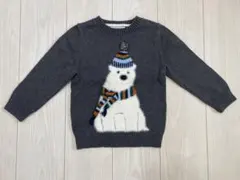 H&M グレーのクマ刺繍セーター 100cm