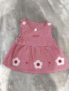 赤と白のギンガムチェックワンピース 70