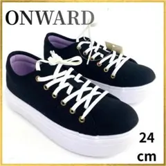 新品 ONWARD シンプル 厚底 軽量 スニーカー ブラック 24cm 黒