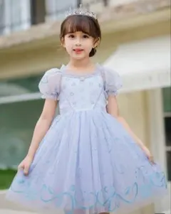 シンデレラ風衣装3点セット(ドレス・靴・ティアラ)　コスプレ　130〜140