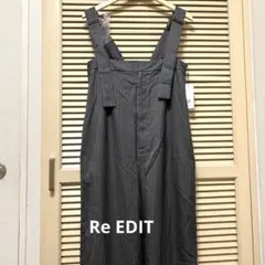 Re EDITグレー ストライプ サロペット　13