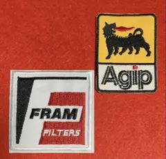 A838 AGIP & FRAM Filter 刺繍ワッペン　アイロン