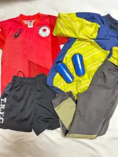 120〜130ジュニアサッカーウェア、すねあてまとめ売りアシックス　スパッツィオ