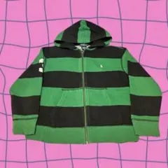 00s Ralph Lauren 短丈 ジップパーカー 太ボーダー y2k 平成