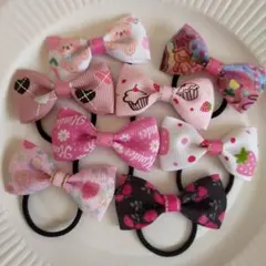 【778】カラフルリボンキッズヘアゴム8個セット