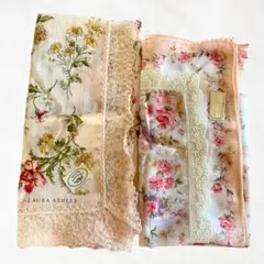 【新品】ローラアシュレイ ニナリッチ ハンカチ 2枚セット 花柄 レースのサムネイル