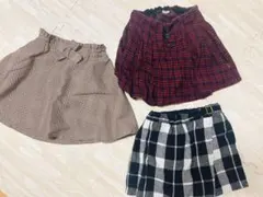 プティマイン　チェック柄スカート3点セット