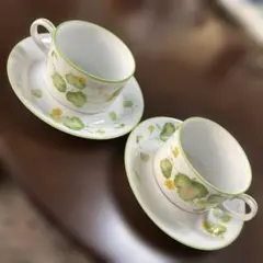 ノリタケ　葉と花のデザインカップ・ソーサーセット