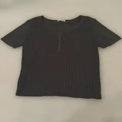 GU ジーユー リブニット 半袖 ヘンリーネック トップス XL ブラウン