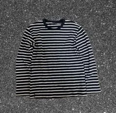 00s Old UNIQLO ボーダーT 白黒 短丈 Y2K シティボーイ