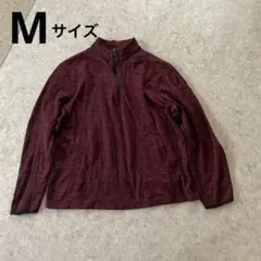 バーガンディ ハーフジップ トレーナー　M