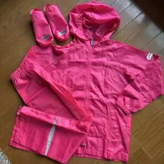 【美品】アウトドアプロダクツ 撥水レインウェア上下セットアップ ピンク150