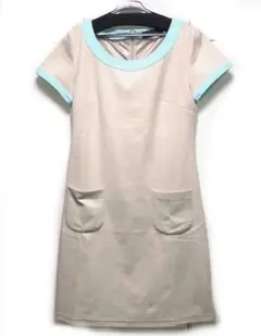 【レジーナリスレ】神戸ワンピース　ベージュ水色　半袖　M 夏　きれいめ　無地