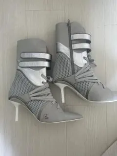 グレー メッシュレザー ブーツ 高ヒールのサムネイル
