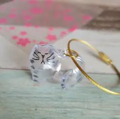 ⑱ サバトラ 猫の毛玉入れ キーホルダー 猫好き♡