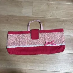 ピアニカケース　花柄 レッスンバッグ ピンク　リボンのサムネイル